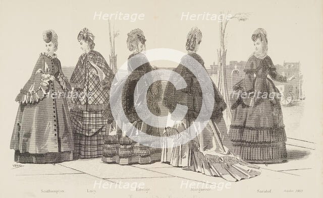 Fashion plate - Journal des Demoiselles, 1869. Creator: Imprimerie Dupuy.