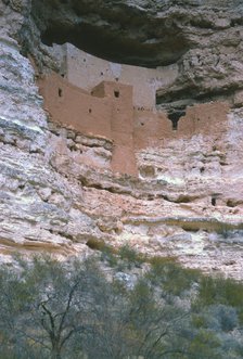 Montezuma Castle located on a hilltop in the Green River valley. It was built by the Hohokam Indi…