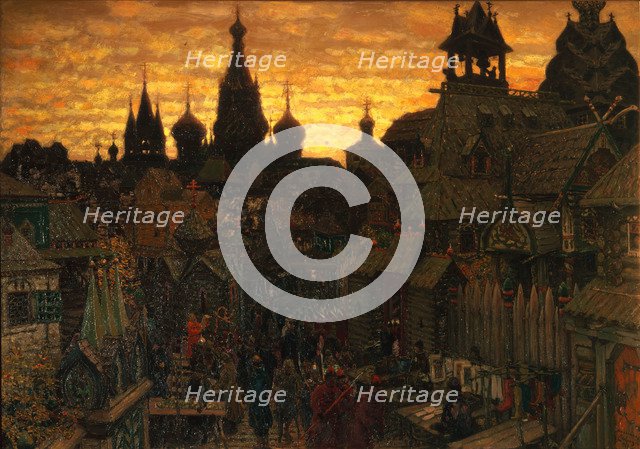 Ancient Moskow. Street in Kitay-gorod in the 17 century, 1900. Artist: Vasnetsov, Appolinari Mikhaylovich (1856-1933)