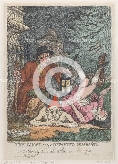 The Ghost of My Departed Husband, or Wither my Love ah wither art thou gone, Apri..., April 1, 1808. Creator: Thomas Rowlandson.