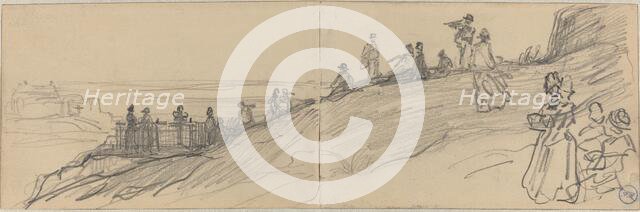 Figures on Top of a Hill, Overlooking the Sea. Creator: Felix Hilaire Buhot.
