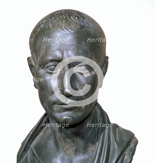 Roman bronze portrait bust of Julius Caesar, 1st century BC. Artist: Unknown