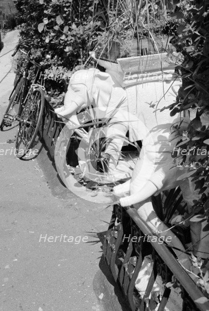 Two ornamental elephant planters in a Highgate garden, London, 1995. Artist: John Gay.