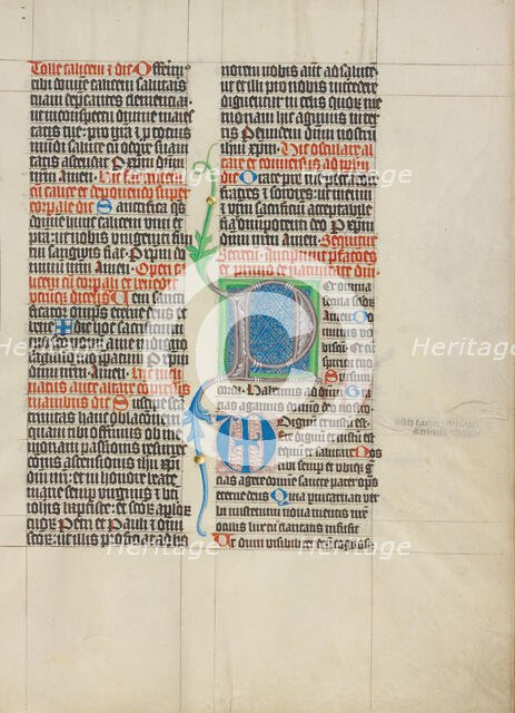 Decorated Initial P; Collegium Ducale, about 1420-1430. Creator: Master Michael.