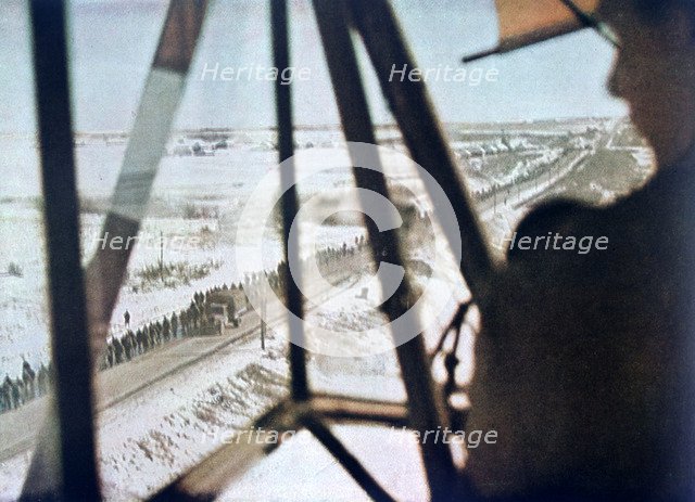 Soviet prisoners marching along a road, Russia, 1942. Artist: Unknown