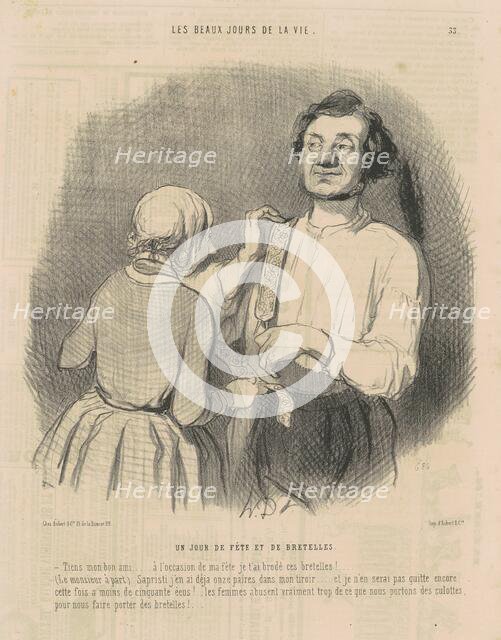 Un jour de fête et de bretelles, 1844. Creator: Honore Daumier.