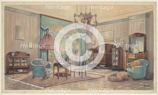 Sitting room with palm, c.1925. Creator: Monogrammist HK.