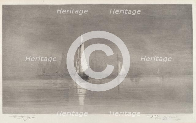 Untitled (Harbor Scene with Sailboats), c. 1900. Creator: Charles Frederick William Mielatz.