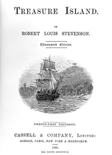 Title page of Treasure Island by Robert Louis Stevenson, 1886. Artist: Unknown