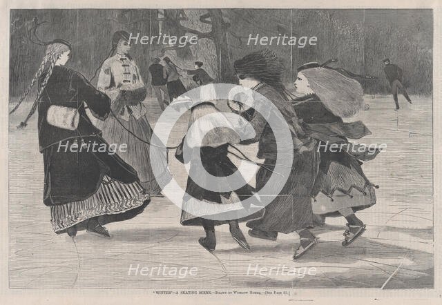 Winter - A Skating Scene (Harper's Weekly, Vol. XII), January 25, 1868. Creator: Unknown.