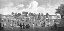 ''Cricket at Moulsey Hurst; 1780', 1890. Creator: Unknown.