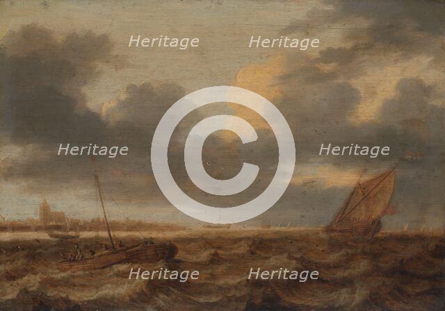 Fishing Boats in Choppy Waters, c.1630. Creator: Jan Porcellis.