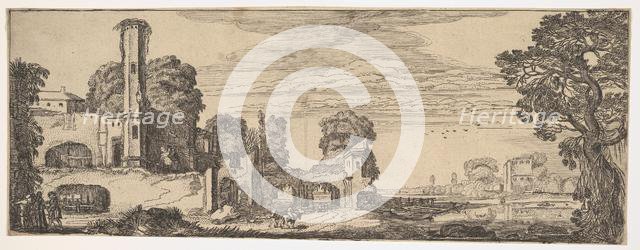 Riverscape with Ruins of a Castle (from Landscapes and Ruins), ca. 1615. Creator: Jan van de Velde II.