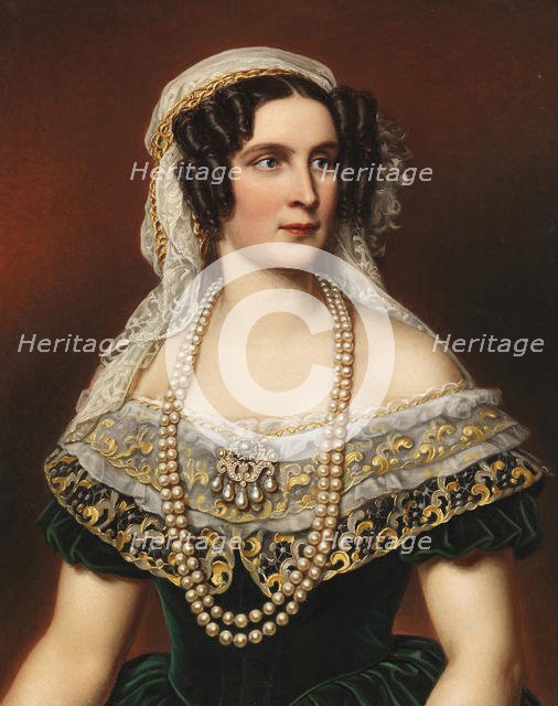 Portrait of Queen Therese of Bavaria (1792-1854), 1855. Creator: Stieler, Joseph Karl (1781-1858).