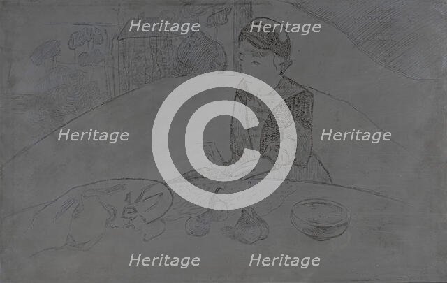Etching Plate for \"La Femme aux figues\" (Woman with Figs), 1894. Creator: Paul Gauguin.