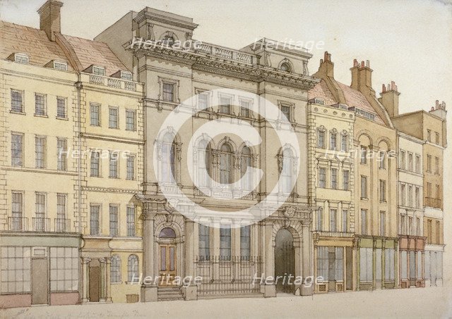 Buildings on the south side of Fleet Street, looking towards Temple Bar, City of London, 1850. Artist: Anon