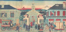 Illustration of Foreign Residences and the Catholic Church in Yokohama (Yokoha..., 10th month, 1870. Creator: Utagawa Hiroshige III.