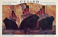 Cunard ocean liners, 1920s. Creator: Unknown.