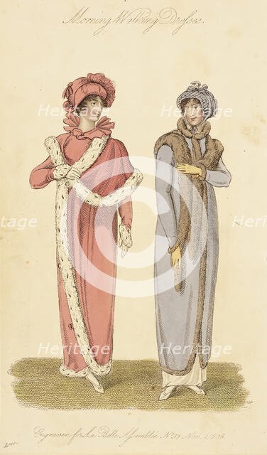 Fashion Plate (Morning Walking Dresses), 1808. Creator: John Bell.