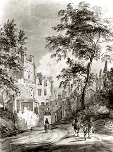 Travelers Entering a Town, 1751-1809. Creator: Paul Sandby.