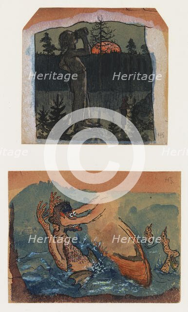 Fantasy 1. A Giant Drinking 2. Iku-Turso, c1890s. Creator: Hugo Simberg.