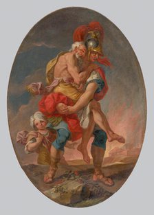 Aeneas Rescues Anchises from Burning Troy, 1730-1750. Creator: Johann Heinrich Schonfeld.
