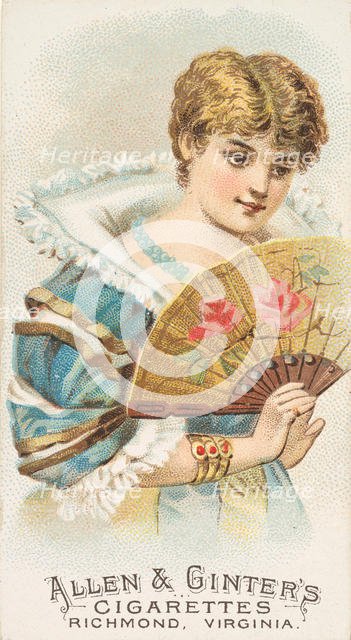 Plate 14, from the Fans of the Period series (N7) for Allen & Ginter Cigarettes Brands, 1889. Creator: Allen & Ginter.