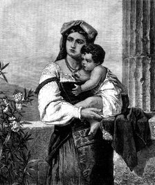 "Italian Mother and Child," by W. Sauchon, 1871. Creator: Robert Loudan.