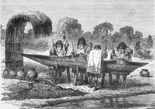 ''Indians mashing Turtle Eggs; The Fresh-water Turtle of the Amazons', 1875. Creator: Unknown.