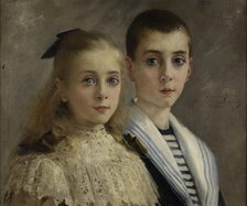Portrait de Jean et Jeanne, les enfants du professeur Joffroy, 1895. Creator: Pierre Andre Brouillet.