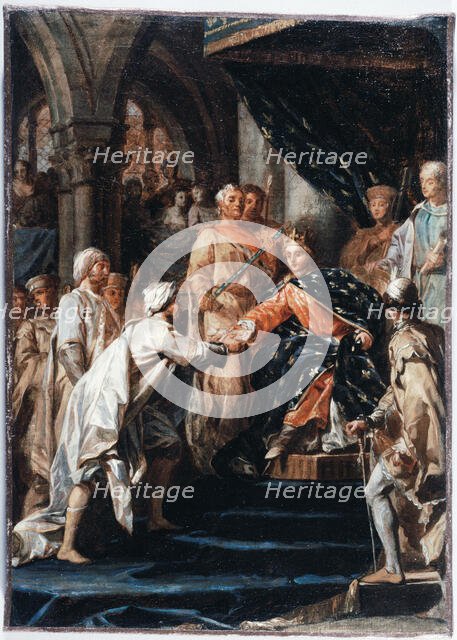 Saint Louis receiving messengers from the 'Old Man of the Mountain'., c1773. Creator: Unknown.