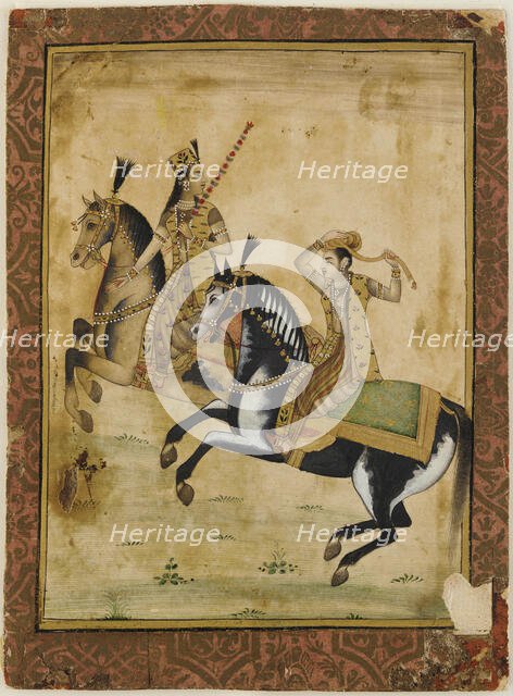 A Prince and princess on horseback, 18th century. Creator: Unknown.