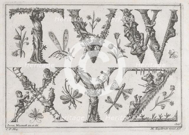 Decorated Roman alphabet, 18th century., 18th century. Creator: Jeremias Wachsmuth.