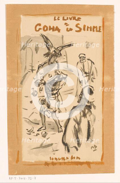 Man with a tray attacked by a bird of prey, c.1925. Creator: Marius Bauer.