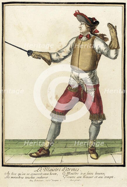 Recueil des modes de la cour de France, 'Le Maistre d'Armes', between circa 1678 and circa 1693. Creator: Nicolas Bonnart.