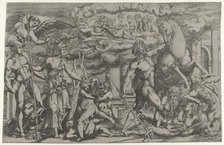 Contest Between Neptune and Athena, 1540-45. Creator: Antonio Fantuzzi.