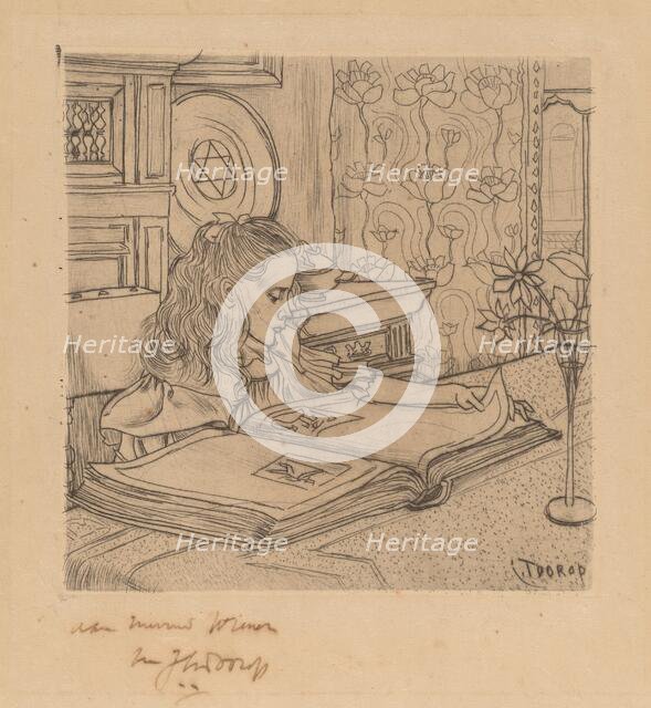 Charley Looking at an Album of Prints, 1898. Creator: Jan Toorop.