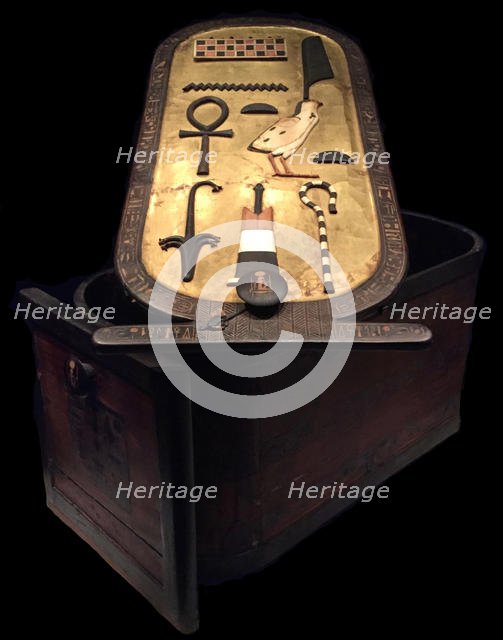 Cartouche shaped box from the Tutankhamun tomb, 14th cen. BC. Creator: Ancient Egypt.