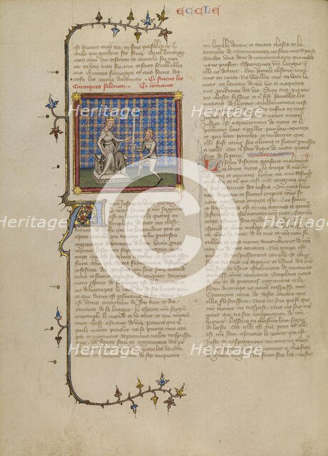 Solomon and a Soldier, about 1360-1370. Creator: Master of Jean de Mandeville.