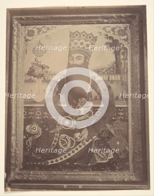 [Fath-Ali Shah, Painting that Once Belonged to Hmah [?] Saula, Uncle of the King.], 1840s-60s. Creator: Possibly by Luigi Pesce.