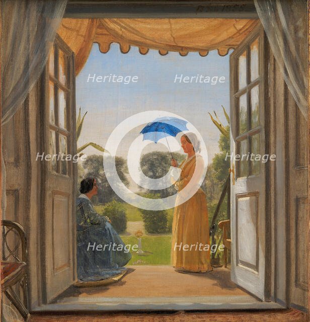 Caroline Dalgas og Jeanina Stampe på Nyso havetrappe, 1855. Creator: Peter Christian Thamsen Skovgaard.