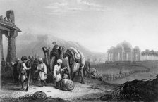 'Scene in Katteawar. - Travellers & Escort', 1845. Creator: Samuel Prout.