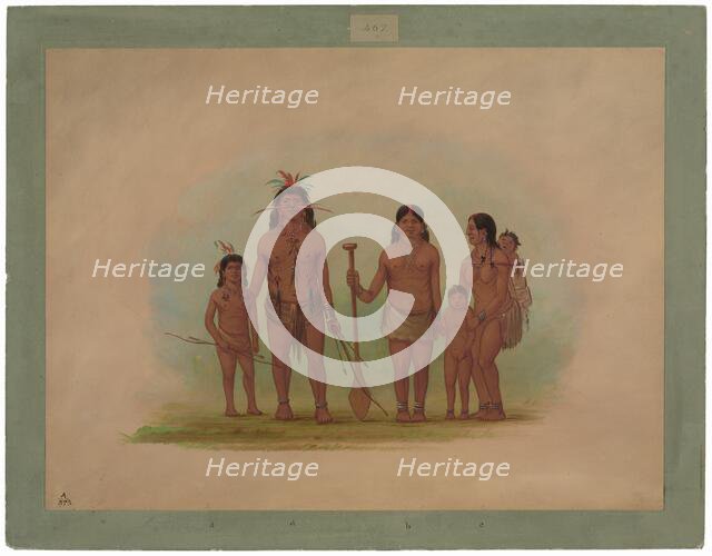 Orejona Chief and Family, 1854/1869. Creator: George Catlin.