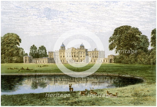 Badminton House, Gloucestershire, home of the Duke of Beaufort, c1880. Artist: Unknown