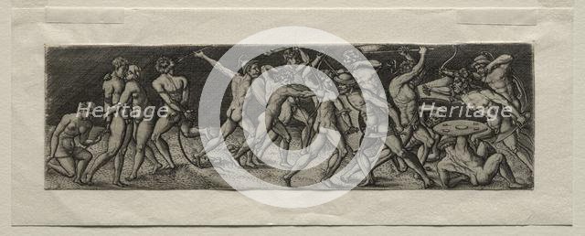 Fight between Eleven Warriors. Creator: Allaert Claesz (Netherlandish, fl. 1508-1534).