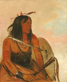 Ish-a-ró-yeh, He Who Carries a Wolf, a Distinguished Brave, 1834. Creator: George Catlin.