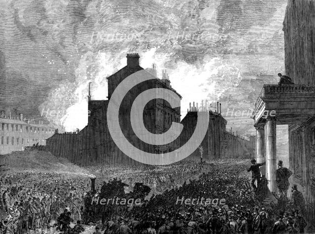 The Burning of the Pantechnicon: the fire, seen from Belgrave-Square, 1874. Creator: Unknown.