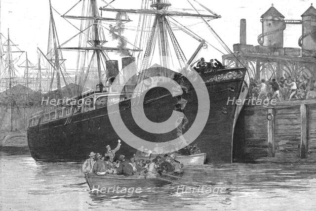 ''The Strike of Dock Labourers at Melbourne; "Freemen" Escaping in a boat from an attack of the Unio Creator: Unknown.