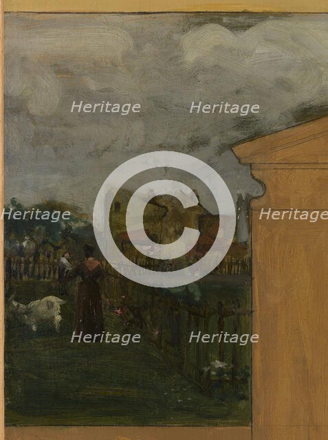 Sketch for the town hall of Vanves. View of Vanves with Fort de Vanves, 1902. Creator: Paul Leon Felix Schmitt.