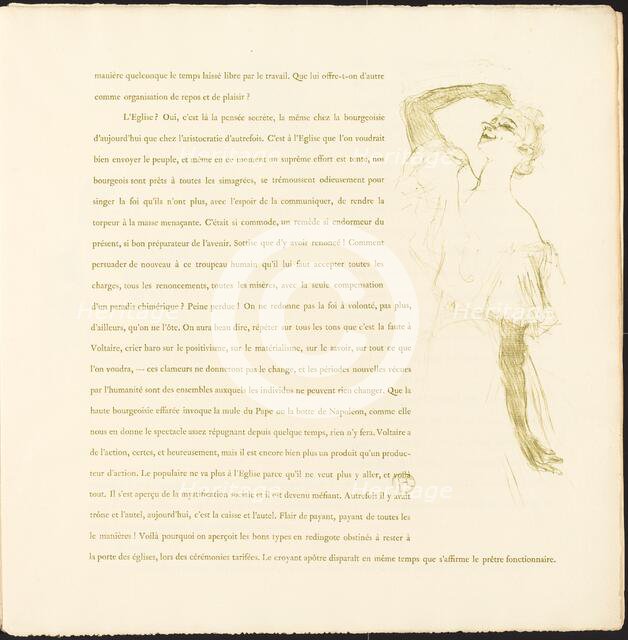 Yvette Guilbert, 1894. Creator: Henri de Toulouse-Lautrec.